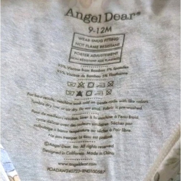 Angel Dear Baby Girl Bamboo One Piece Pajamas White Pastel Flower Ruffle 9-12M - Picture 7 of 7